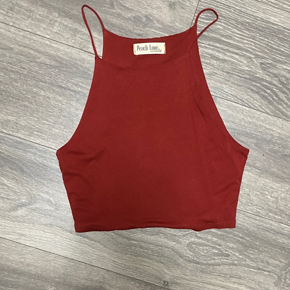 Peach Love California Burgundy Crop Top